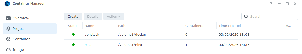 Docker containers screenshot