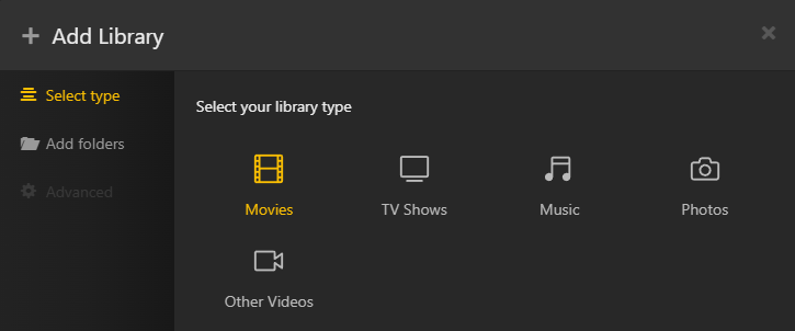 Plex library configuration screenshot